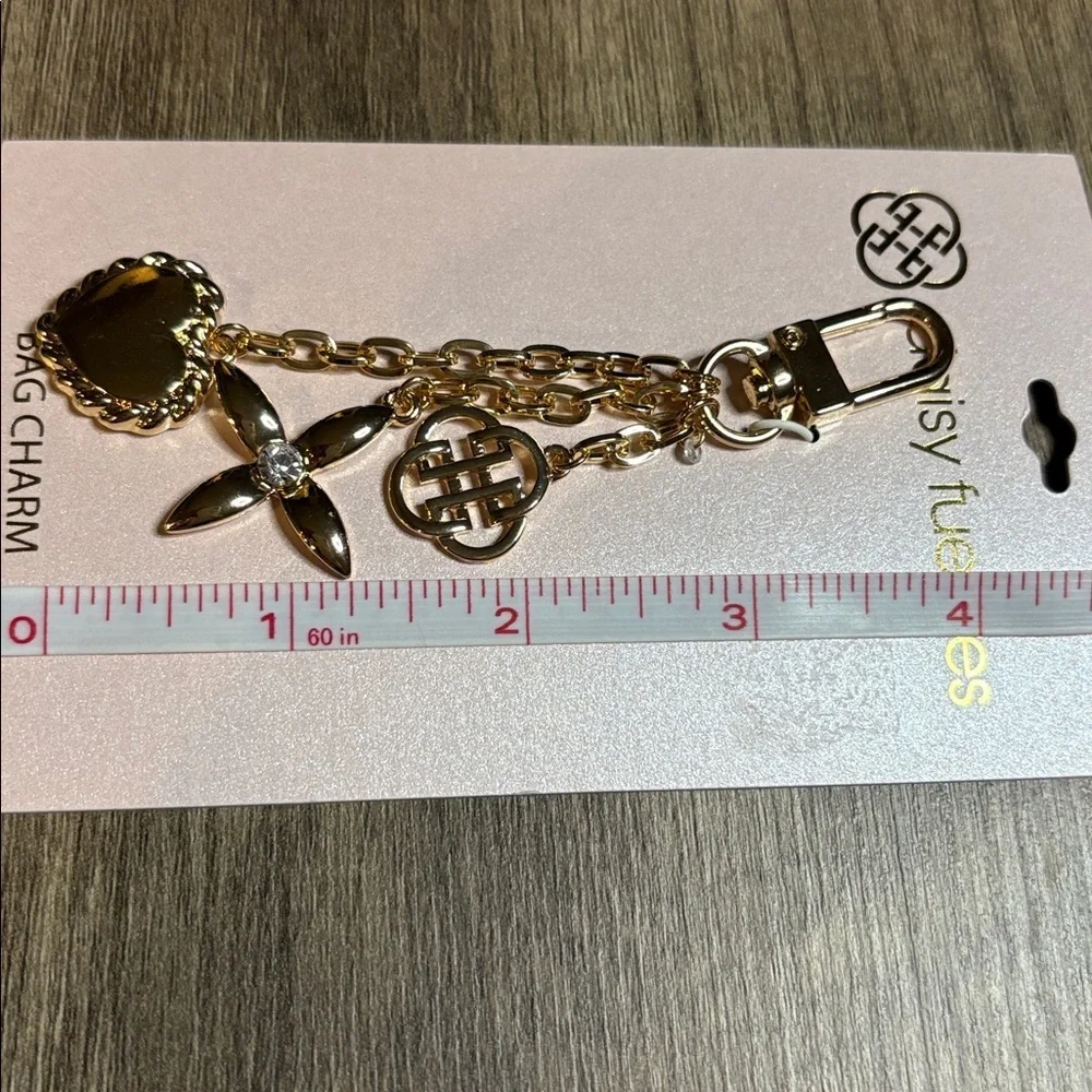 Daisy Fuentes Gold Key Holder with Heart and Flower Charms